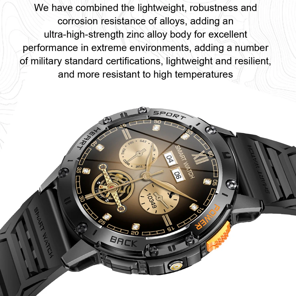 أحدث ساعة ذكية الرياضة في الهواء الطلق اللياقة البدنية الرجال شاشة AMOLED مصباح ليد جيب معدل ضربات القلب الصحة Waterpoof الأزرق الأسنان دعوة Smartwatch