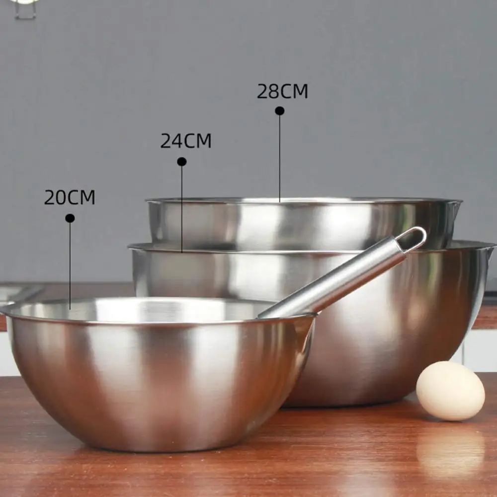 Mixing Bowl Stainless Steel Whisking Bowl for Knead Dough Salad Cooking Baking Stainless Steel Mixing Bowl Inner Diameter 20cm