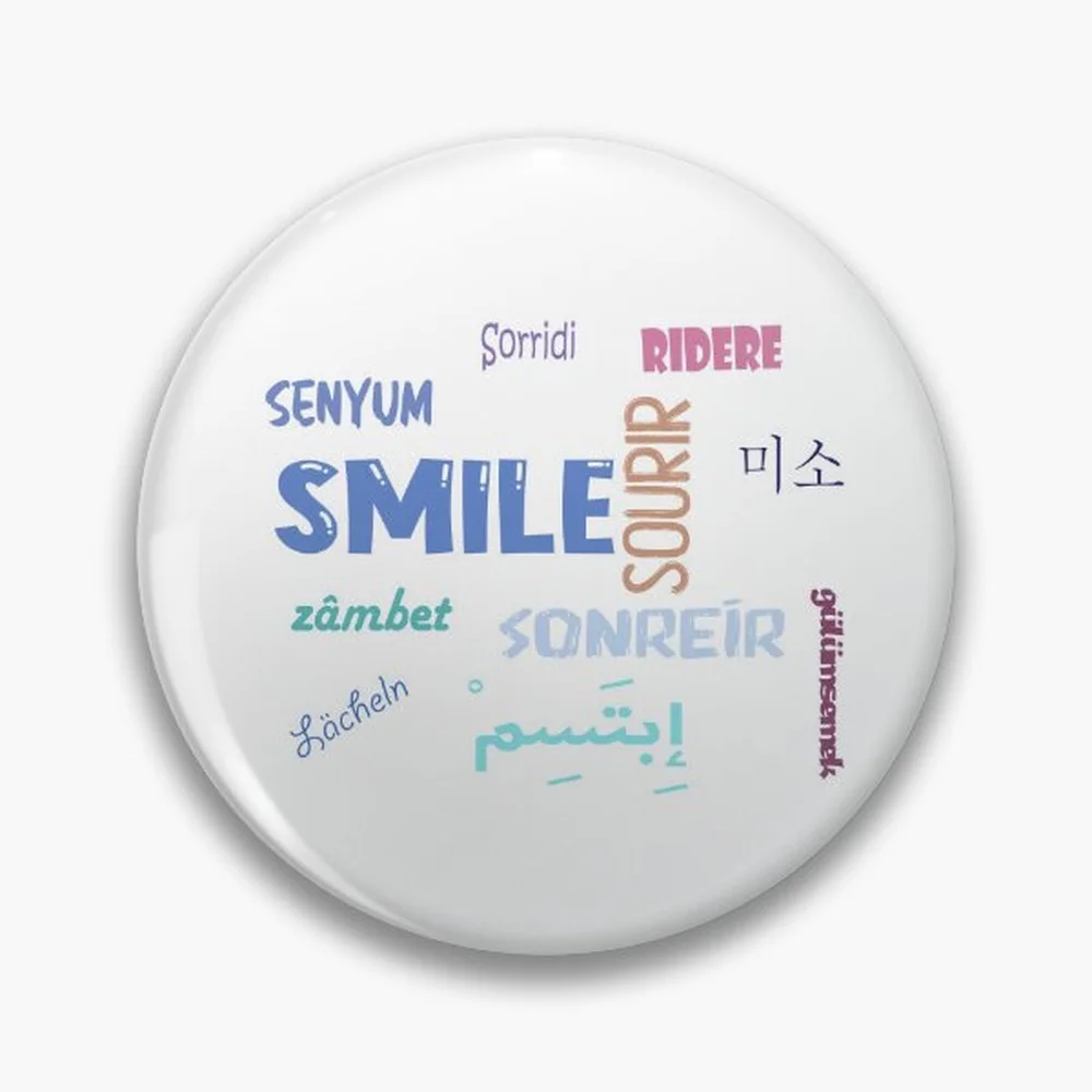Smile - You're beautiful. Pin Holographic Star Heart Pin Brooches Laminated Button Fashion Accessory