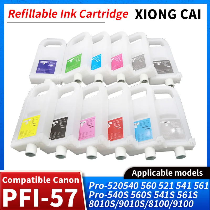 PFI-57 PFI57 PFI 57 Refillable Ink Cartridge No Chip Compatible For Canon Pro520 540 560 521 541 561 540S 560S 541S 561S Printer