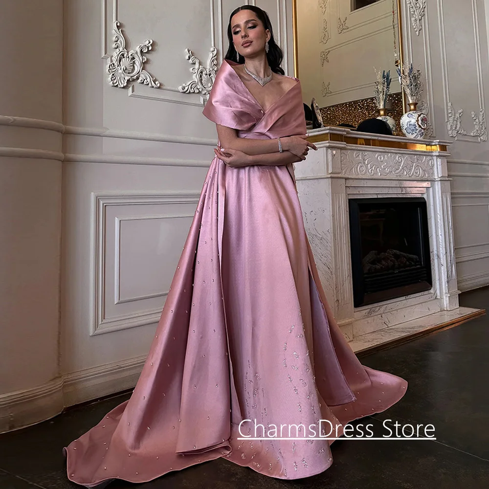 فستان سهرة كلاسيكي مطرز بحجر مخصص قبالة الكتف مطوي على شكل حرف V فستان حفلة عربية فساتين حفلة موسيقية الزفاف