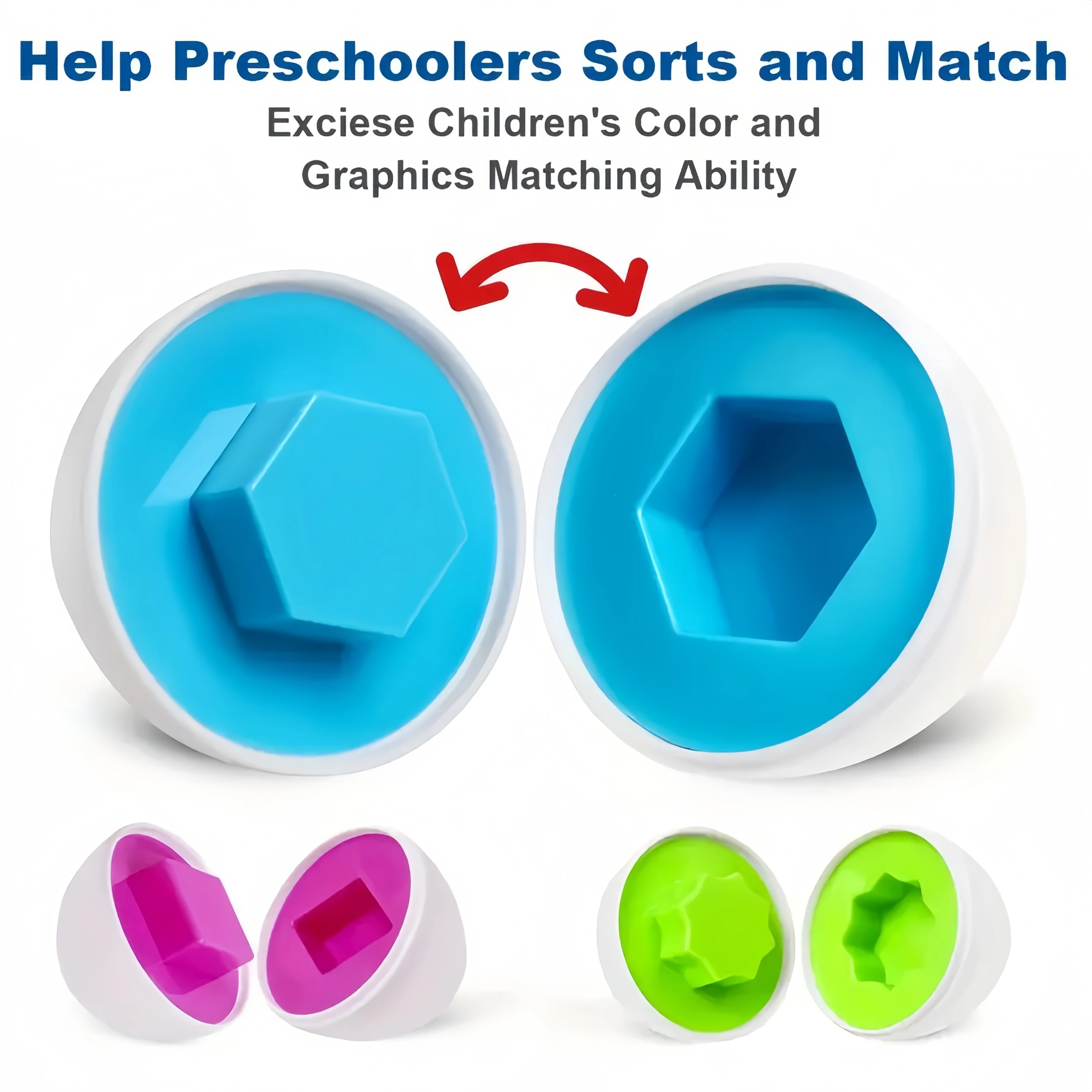 6-teiliges/12-teiliges buntes eiförmiges Puzzle-Spielzeugset – Farb- und Formanpassung/Hand-Auge-Koordination/Frühlernen, Halloween Ostern