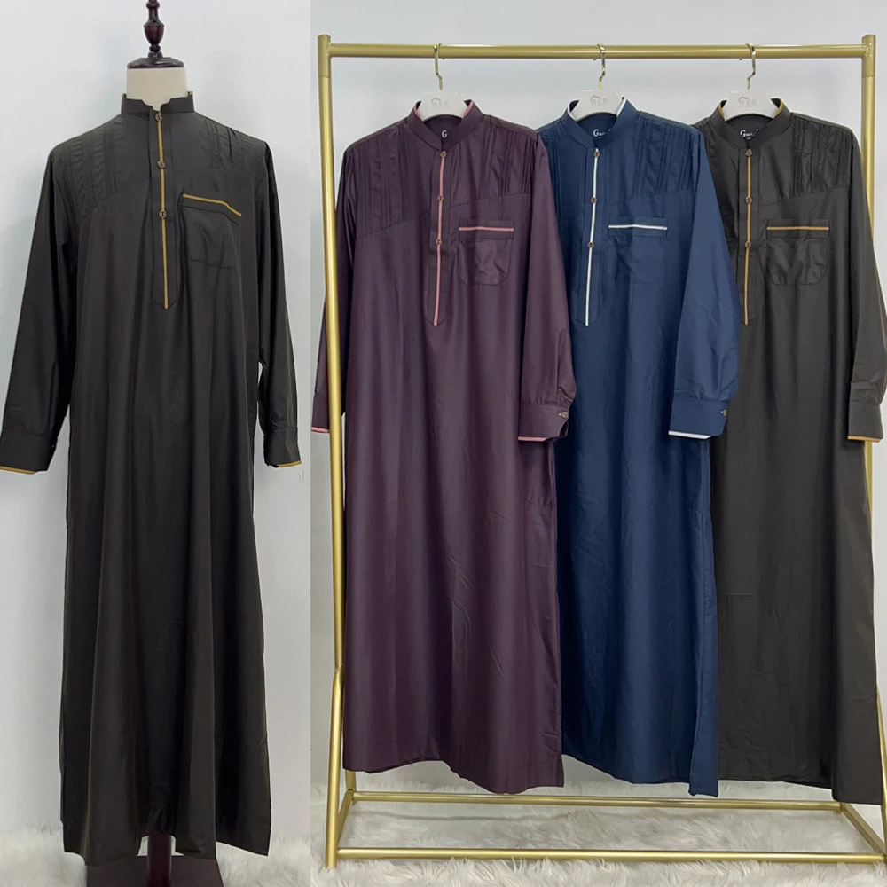 Eid Ramadan Men's Robe Jubba Thobe Muslim Coat Kaftan Islam Abaya Saudi Arabic Thoub Djellaba Daffah Dishdasha Clothing Dress