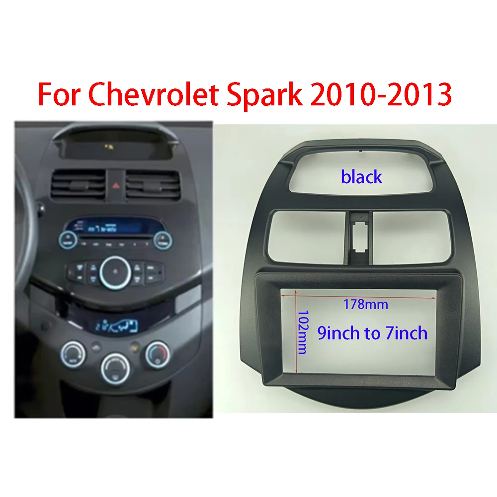 

7/9 Inch 2 Din Car Radio Fascias Stereo Panel Frame Mounts with Harness Cablefor Chevrolet Spark 2010-2013