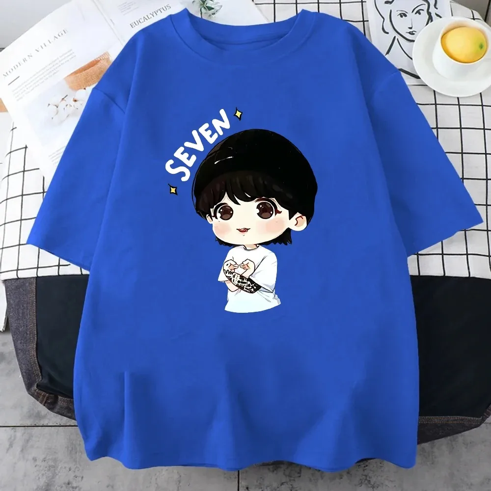 JungKook Seven T-shirt Harajuku WoMen\'s Aesthetic Fun Kawaii Short Sleeved Unisex Casual Sports Print T-shirt