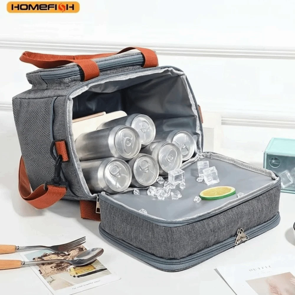 

Вместительная термосумка для обедов, герметичная, легкая, для пикника, с ручкой, водонепроницаемая, двухслойная, для улицы