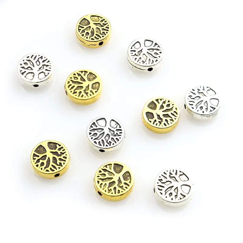 20pcs Tree of Life Spacer Beads Alloy Round Shape Loose Beads Jewelry Making DIY Handmade Bracelets Necklaces Accessories Crafts