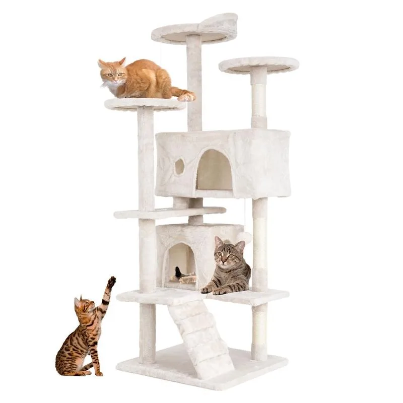 54 inches  Tree Cat Tower for Indoor Cats with Scratching Posts, Multi-Level Cat Furniture Activity Center Stand House Cat C