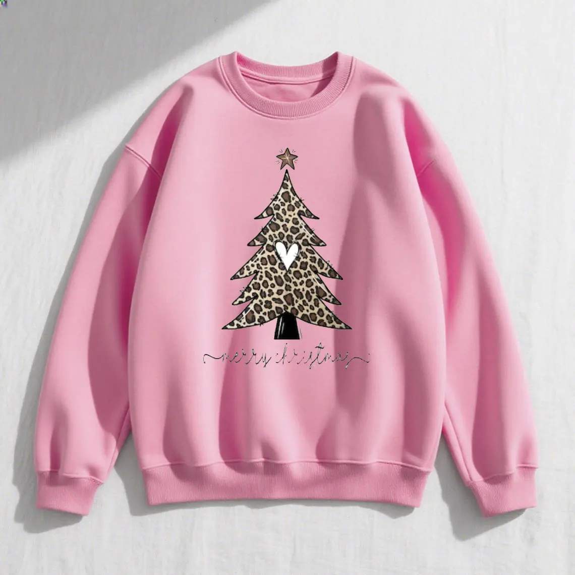 Christmas Tree Leopard Pattern Sweatshirt Casual Fashion Comfortable Street Long Sleeve Design Autumn and Winter Matching Hoody