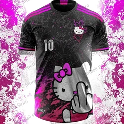 2024 Summer New 3D Printed Hello Kitty Cartoon Streetwear Casual Vacation Sportswear Cute Oversized Children/Adult Jersey Tops