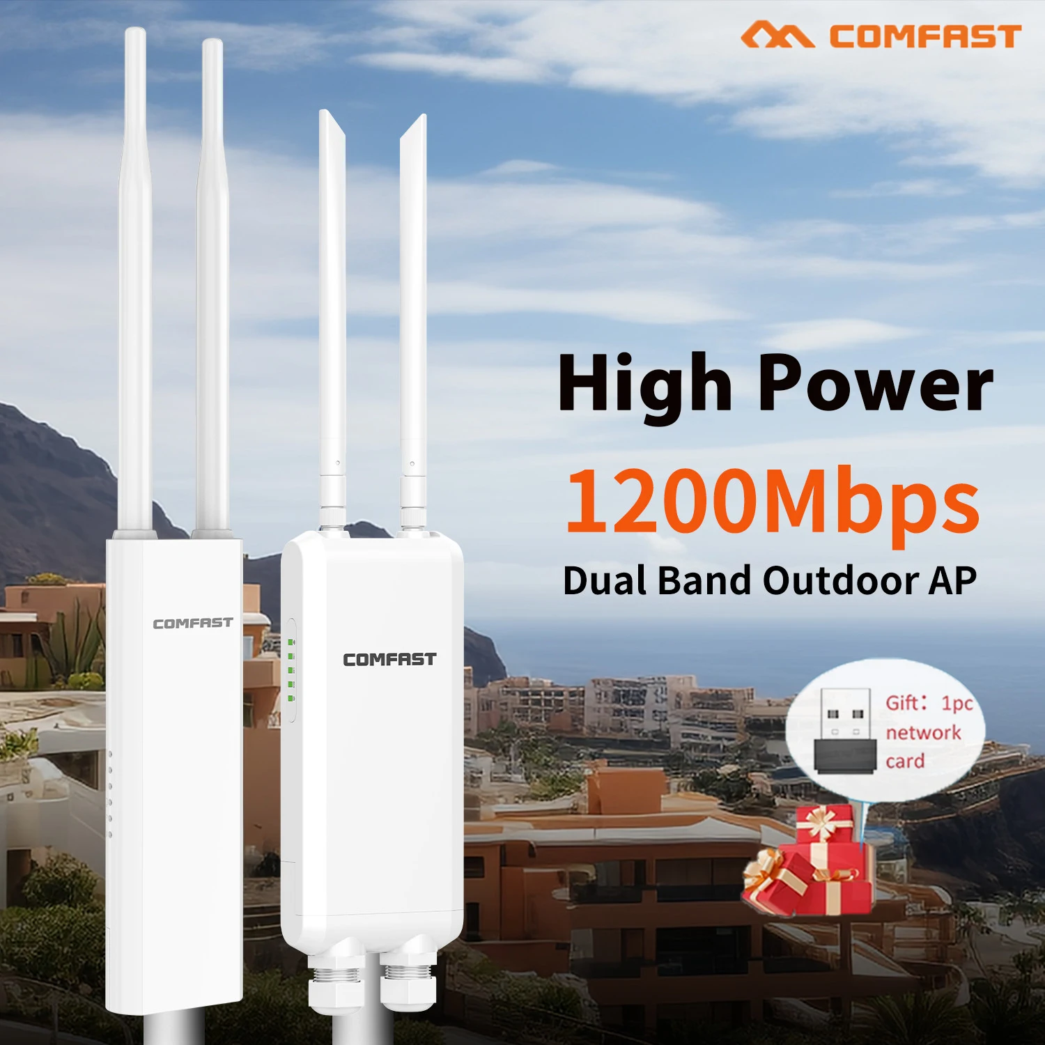 

1200Mbps Outdoor WiFi AP/Router Wi-fi Long Range Signal Extender Gigabit Amplifer 2.4G/5GHz Access Point Repeater Booster POE