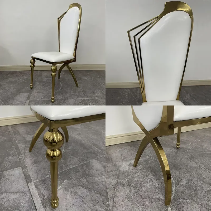 Batch Customization European Stainless Steel Banquet Chair PU Leather Dining Chair for Creative Leisure Hotel Wedding Event