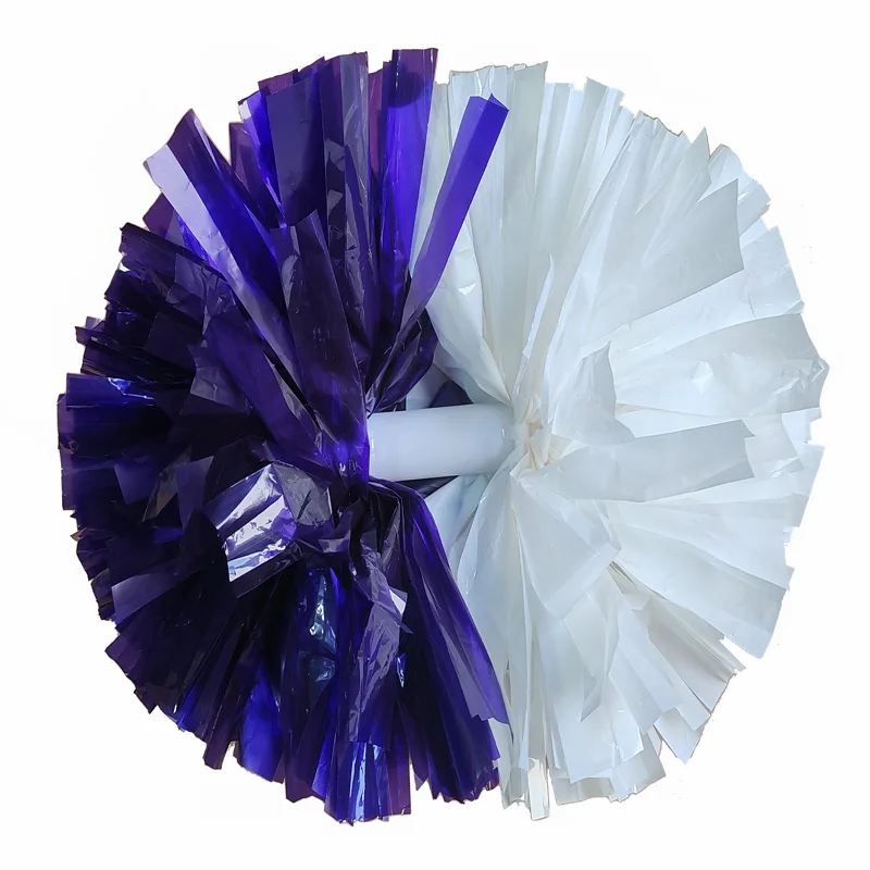 2 Stück, Bommel mit blau-weißen Poms, 32 cm, Baton-Griff, Sport Victory Supplies, lichtecht