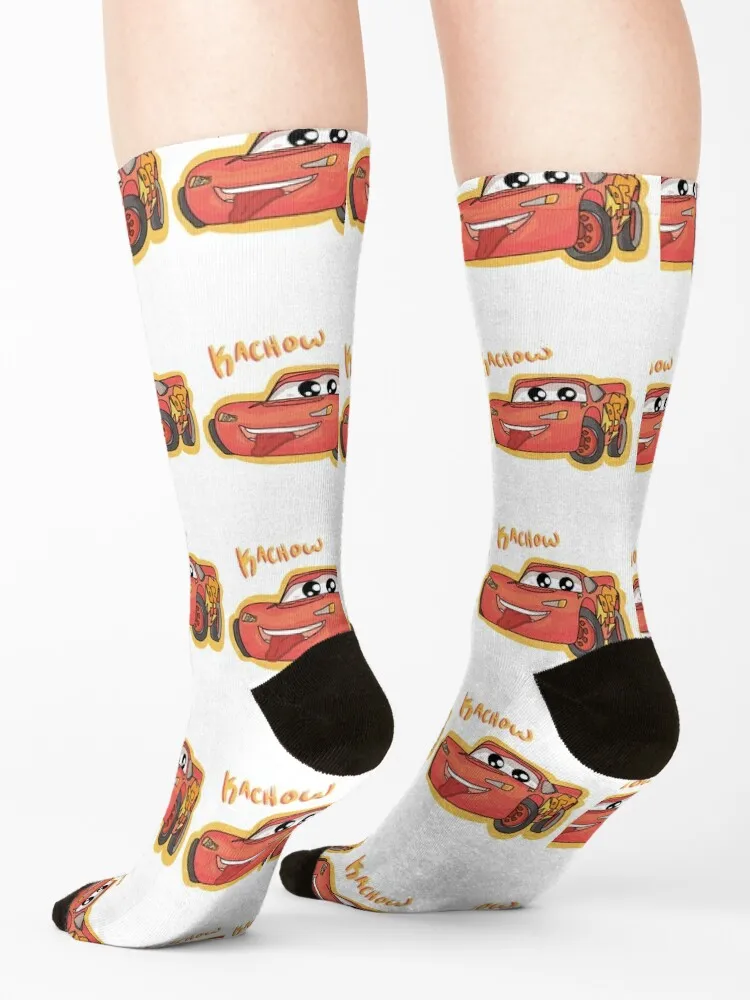 Носки Lightning McQueen (Kawaii Kachow) Чулки компрессионные роскошные прозрачные профессиональные женские носки для бега Мужские