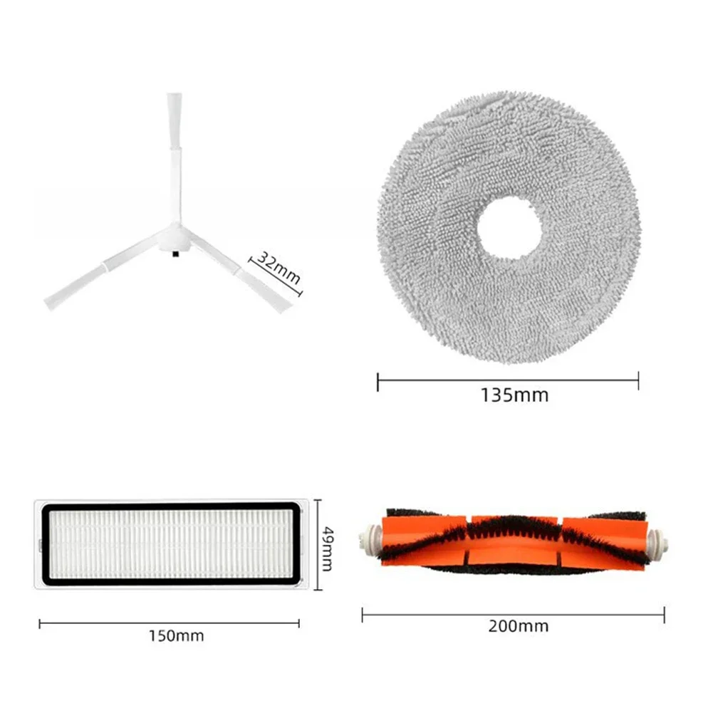 13 Piece Replacement Kit for Xiaomi S10+ / S10 for Plus Robot Vacuum Includes Main Brush Side Brushes Filters and Mop Cloths