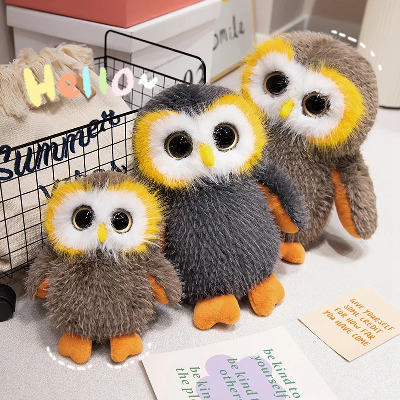 20-33cm Simulation Mini Owl Plush Doll Brown Gray Round Animal Big Eyes With Wings Owl Plush Toy For Boys Girls Christmas Gift