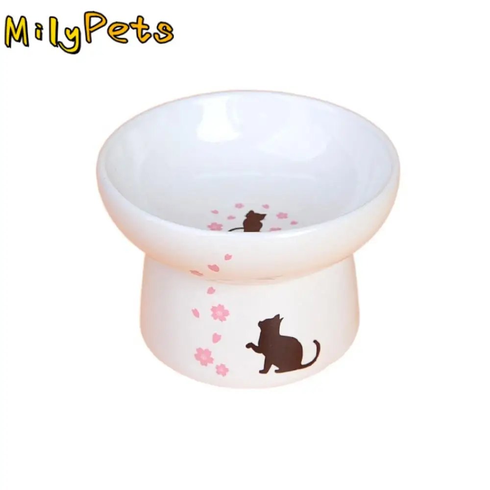 

Japanese Style Ceramic Cat Bowl Cute Creative Dog Food Feeding Basin Non-slip Multi-use Pet Drinking Feeder Water Container