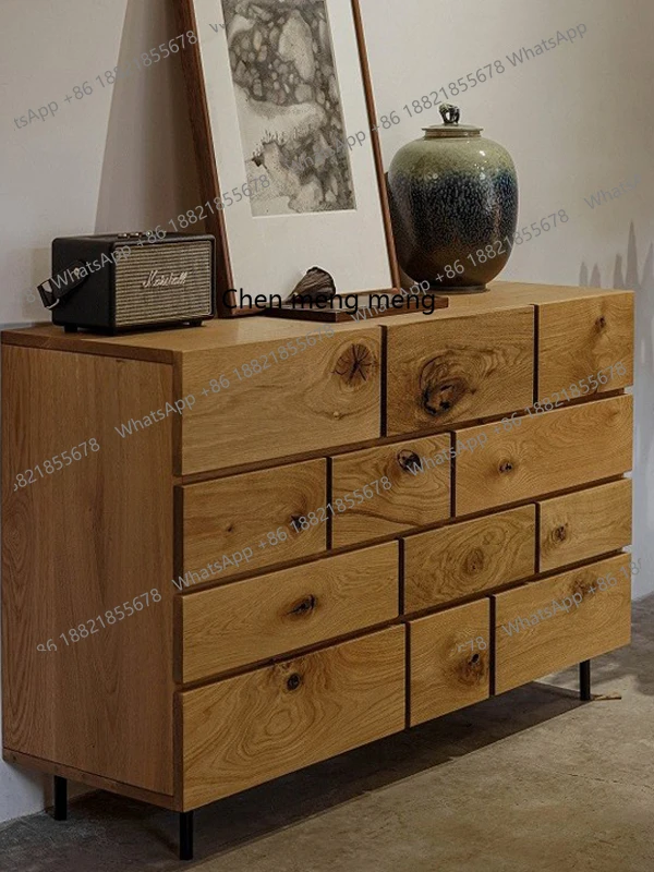 

Multi-bucket cabinet wabi-sabi wind porch side cabinet Nordic modern dining side storage TV cabinet B & B