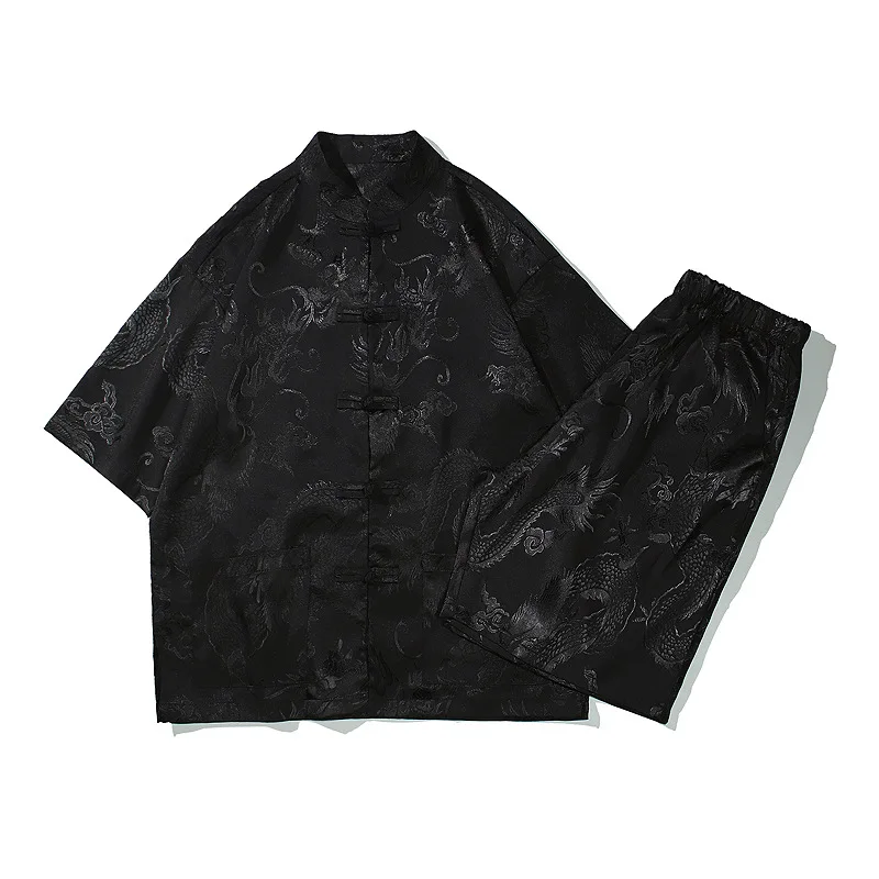 

Summer New Chinese Style Men's Clothing Chinese Style Suit Large Size Trend Jacquard Casual Two-piece Set