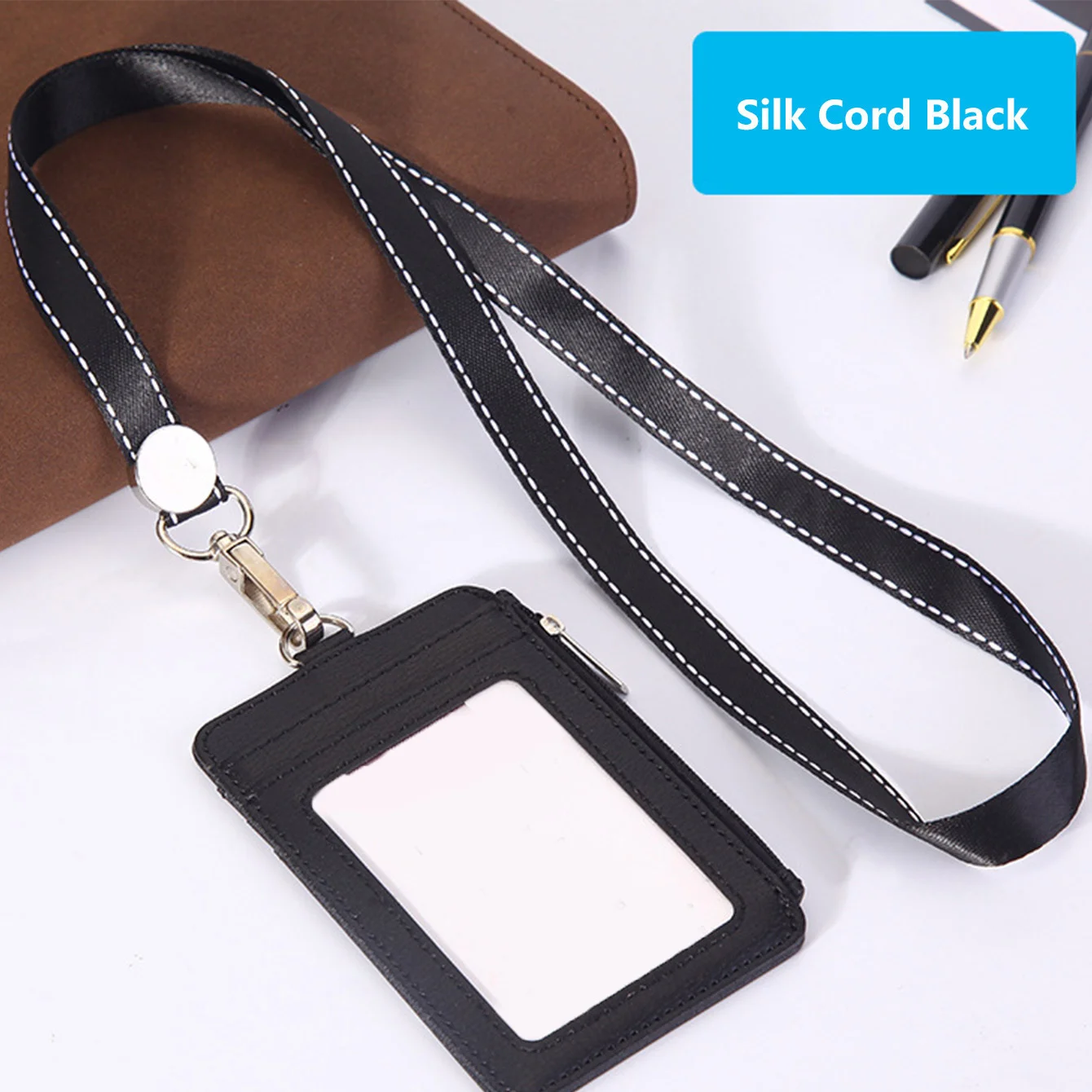 Stylish PU Leather Neck Pouch | Secure Button Closure & Lanyard Card Holder | Casual Accessory with Organizational Pockets