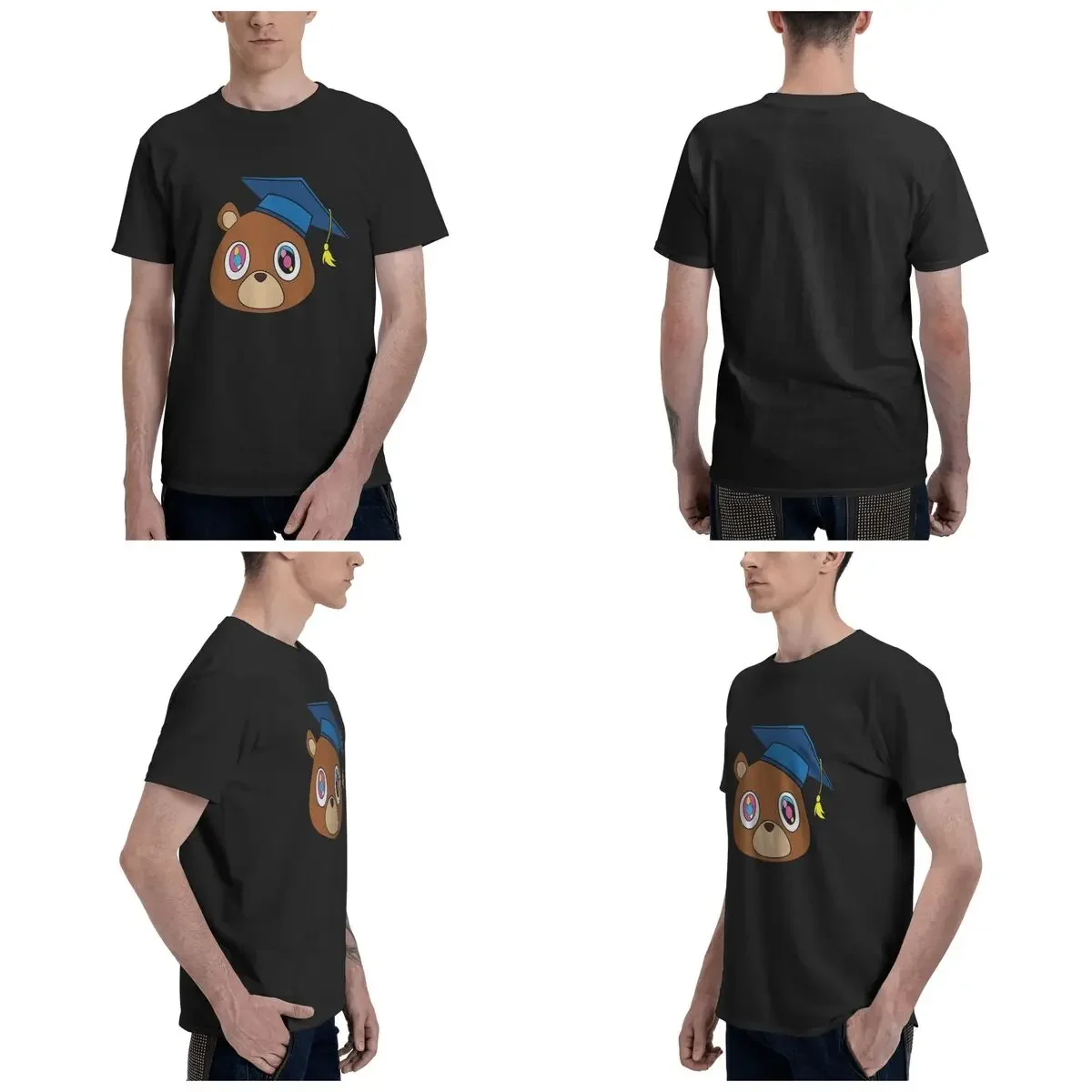 Kanye West Dropout Bear Chicago Vintage Graduation 100% Cotton T-Shirt Men'sFashion T Shirts Men O-Neck Short Sleeve S-6XL