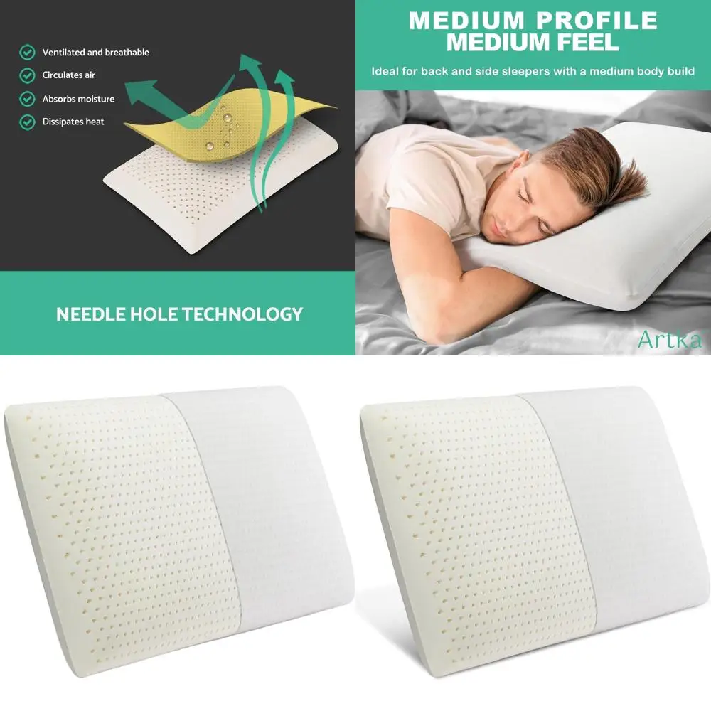 

Подушка из натурального латекса Talalay с хлопковым чехлом, размер Queen, идеально подходит для сна на боку/на спине, обеспечивает поддержку и комфорт.