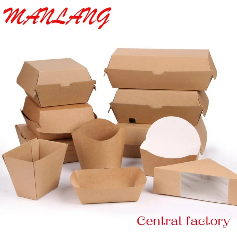 Custom  Large Clamshell Hamburger Take Out Carton,hot dog paper packaging box