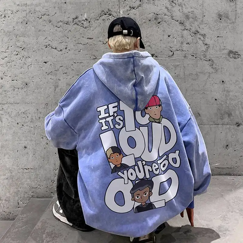 Pink Graphic Hoodie for All Genders Oversize Niche High Street Fashionable Ins Outerwear