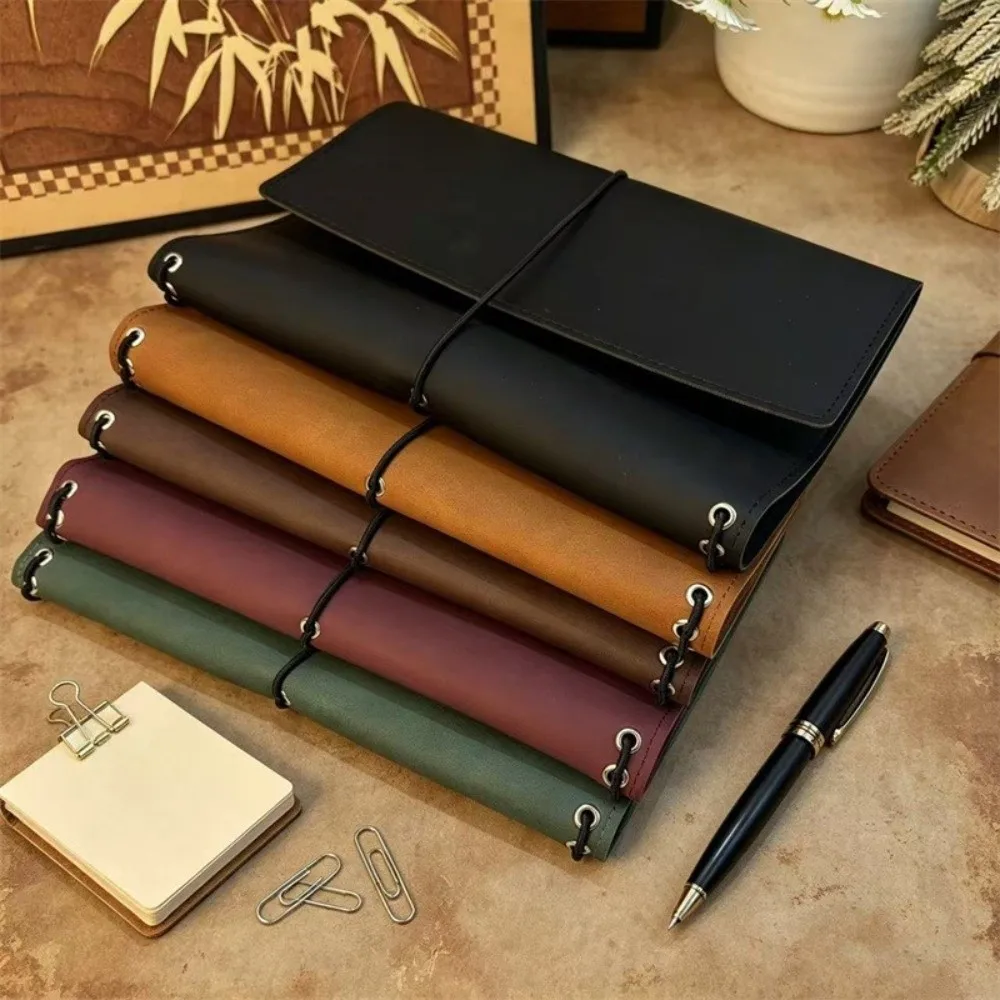 A5 Notebook Organizer Loose Leaf Compact Notebook Cover Crazy Horse Leather Journal Cover Book Protective Cover For Hobby