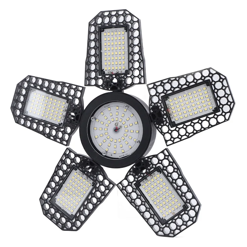 100-277V Garage Ceiling Light 23.5W Adjustable LED Ceiling Light 2994 Luminous Flux 6 Deformable Panels Screw In LED Bulb