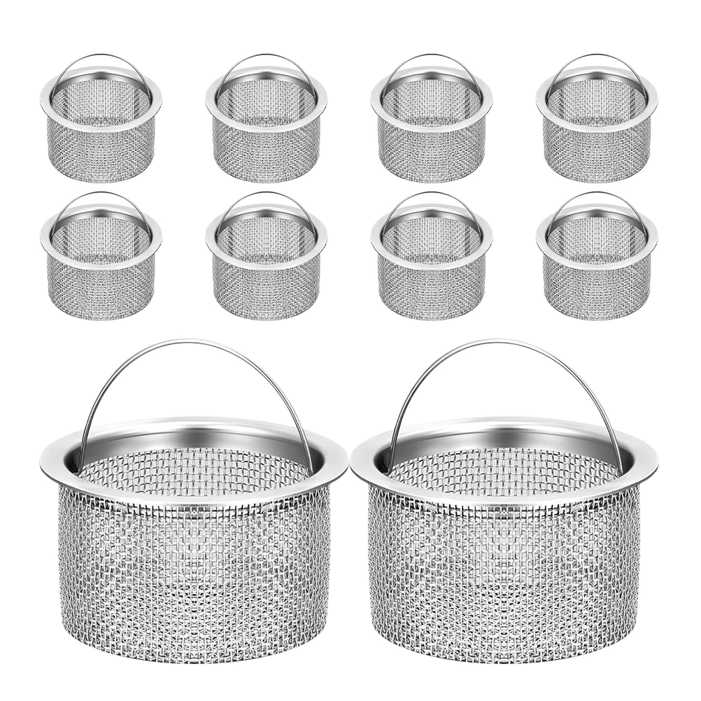 

10 pcs Sink Strainer Kitchen Drain Basket Stainless Steel Filter Garbage Screen Prevent Clogs Easy Install Kitchen Use