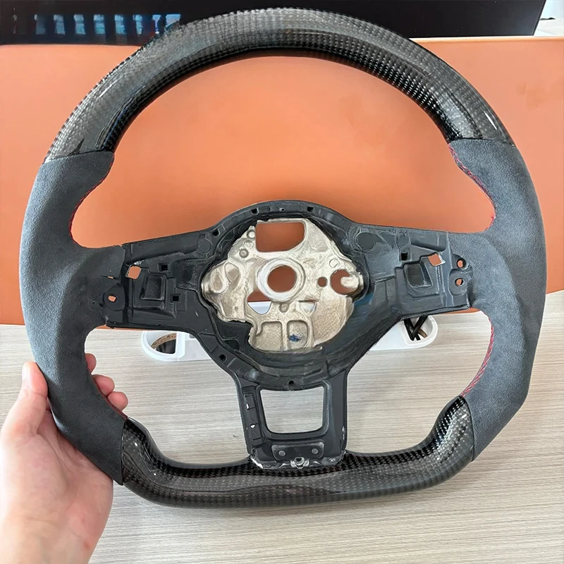 

For VW MK6 MK7 MK7.5 GTI R Polo 2013-20 Alcantara leather carbon fiber with white back label assembly accessories