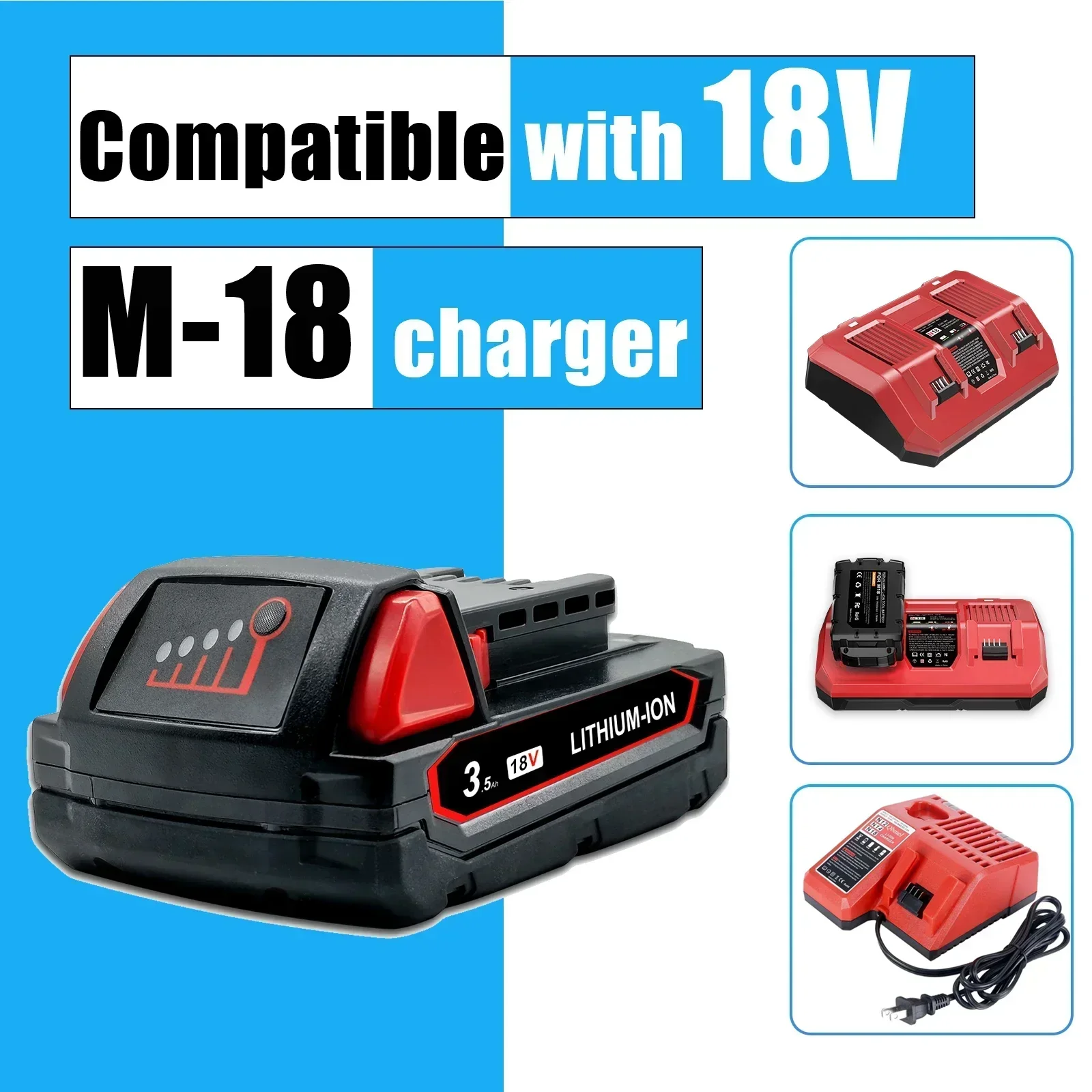 Batería de 3500mAh para Milwaukee M18 18V 48-11-1815 48-11-1820 48-11-1840 48-11-1841 48-11-1850 batería de herramientas eléctricas inalámbricas