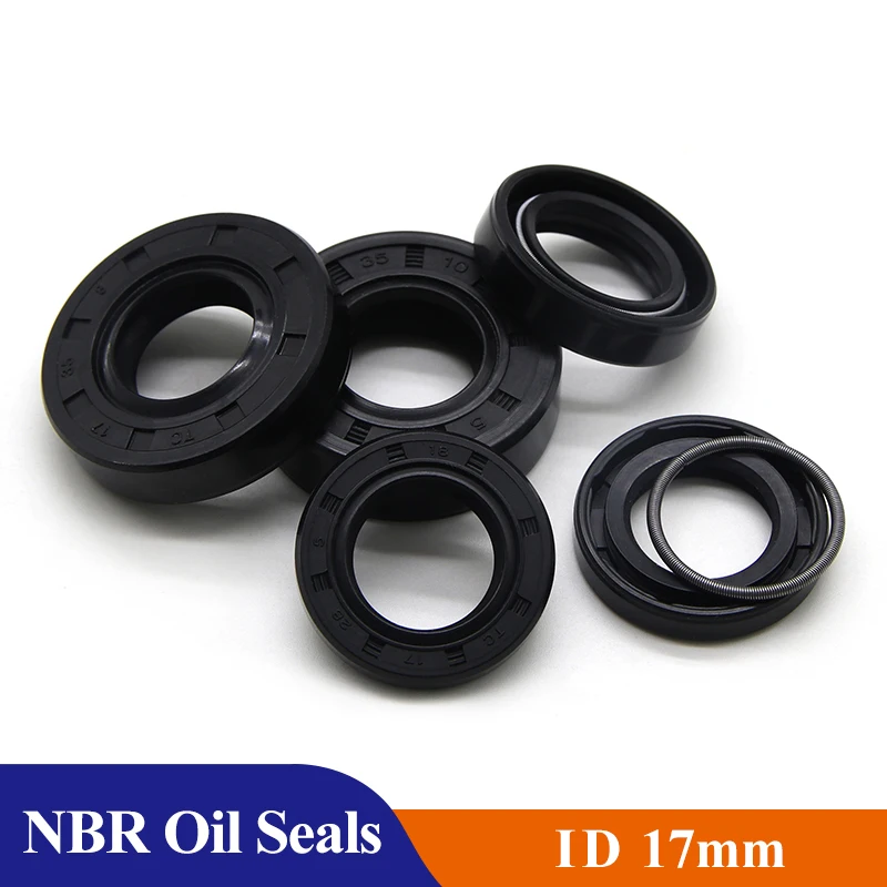 

2/5pcs NBR Oil Seal ID 17mm NBR Oil Seal TC-17*25/27/28/30/32/35/40/45/47*5/7/8/10mm Nitrile Rubber Shaft Double Lip Oil Gasket