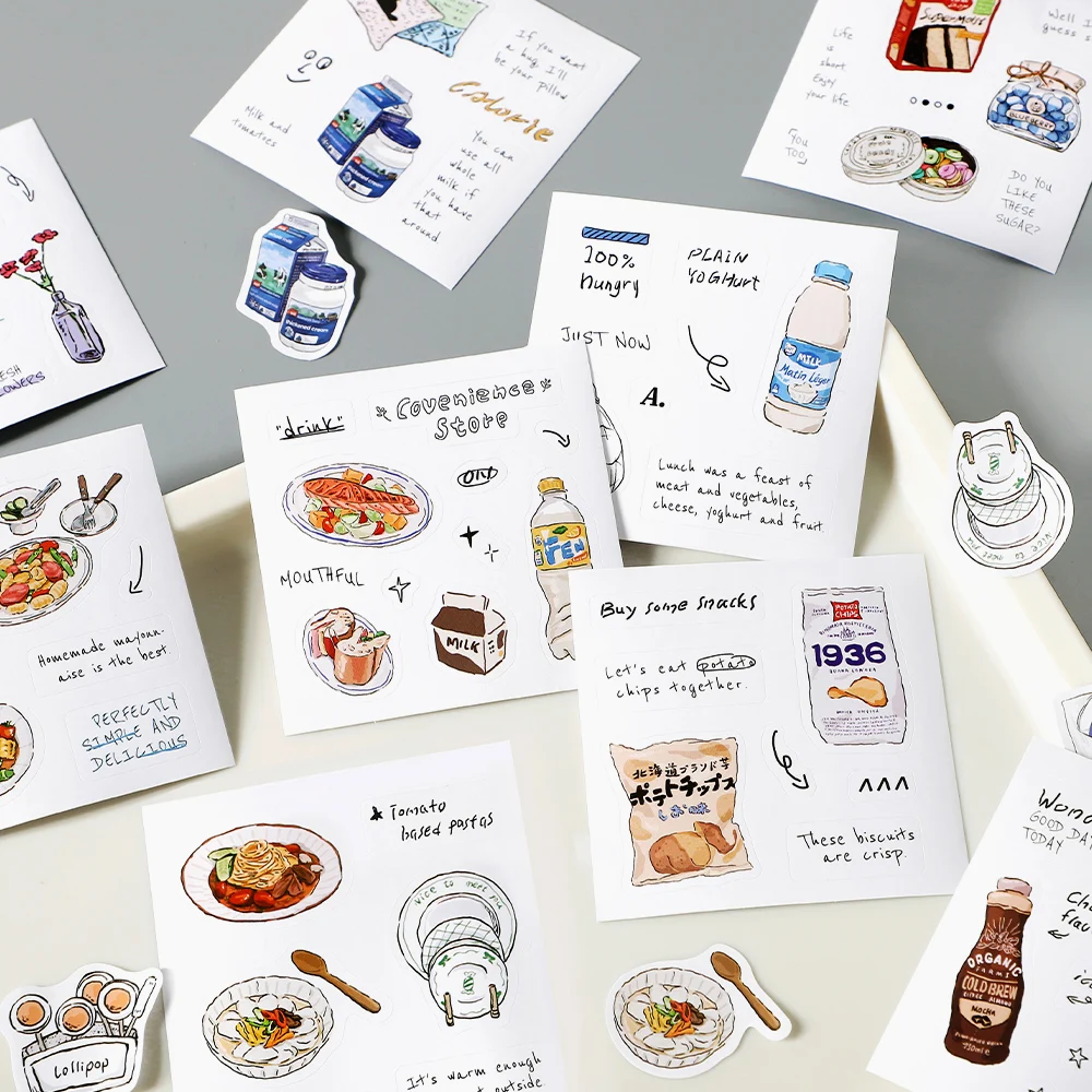 50sheets/book Retro Ins Soft Time Die Cutting Mini Sticker Notebook Journal Photocard Sticker DIY Material Aesthetic Stationery