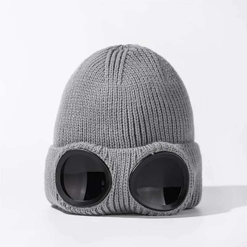 Knitted Goggles Hat Windproof Warm Woolen Hats Elastic Soft Warm Anti-slip Ear Protection Unisex Bomber Hat For Men and Women