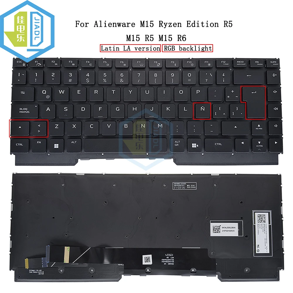 

Latin RGB Backlit Keyboard For Dell For Alienware M15 Ryzen Edition R5 M15 R5 R6 038C17 38C17 Spanish Keyboards Color Backlight