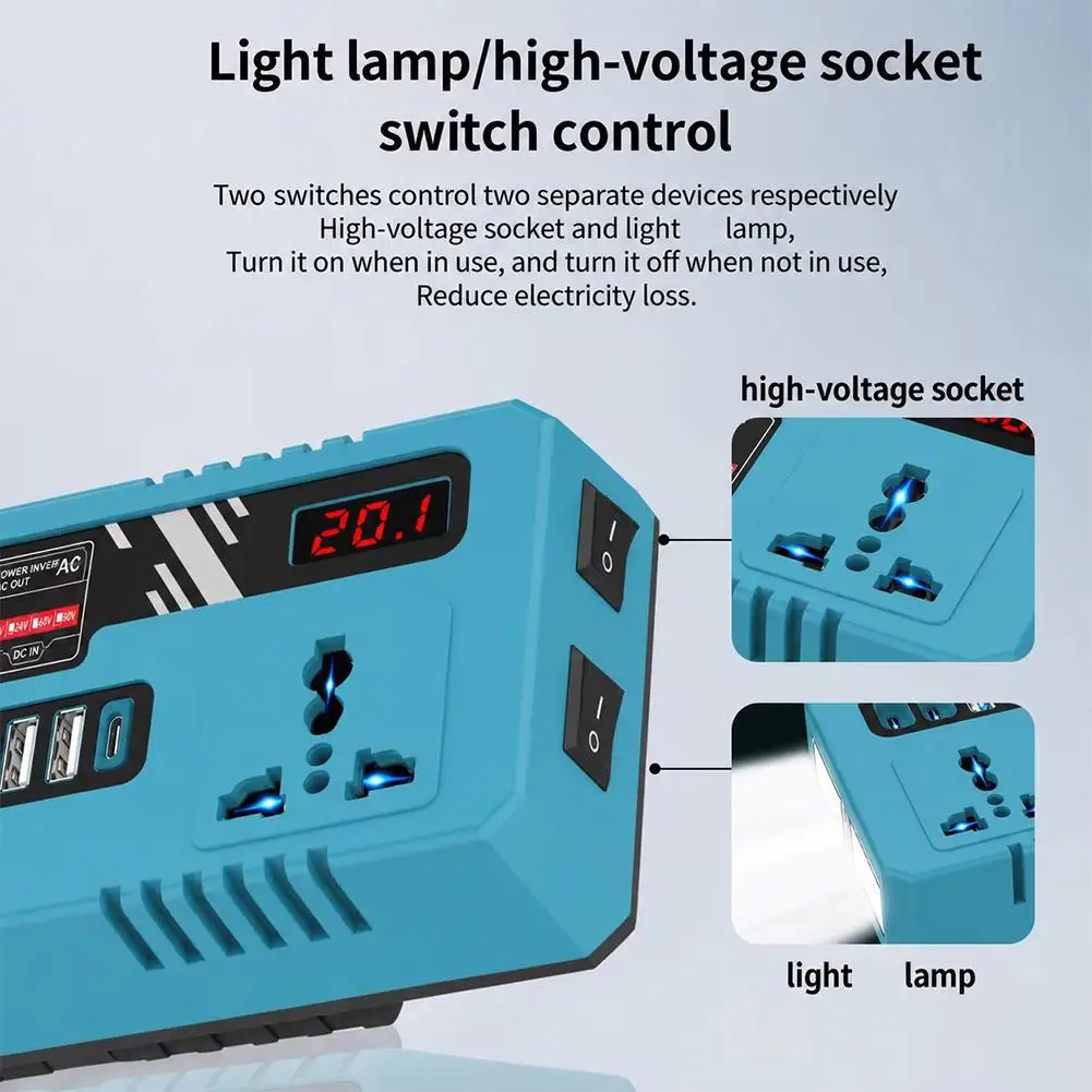 Portable Power Inverter Charger Adapter 200W 18V DC To AC 110V-220V Converter Power Inverter Socket For Makita Battery Pin
