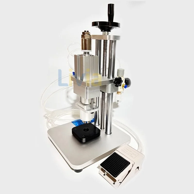 Desktop Semi-Auto Vial Sealing Machine Injction Glass Oral Liquid Bottle Ampoule Cap Locking Aluminium Plastic Cap Crimping