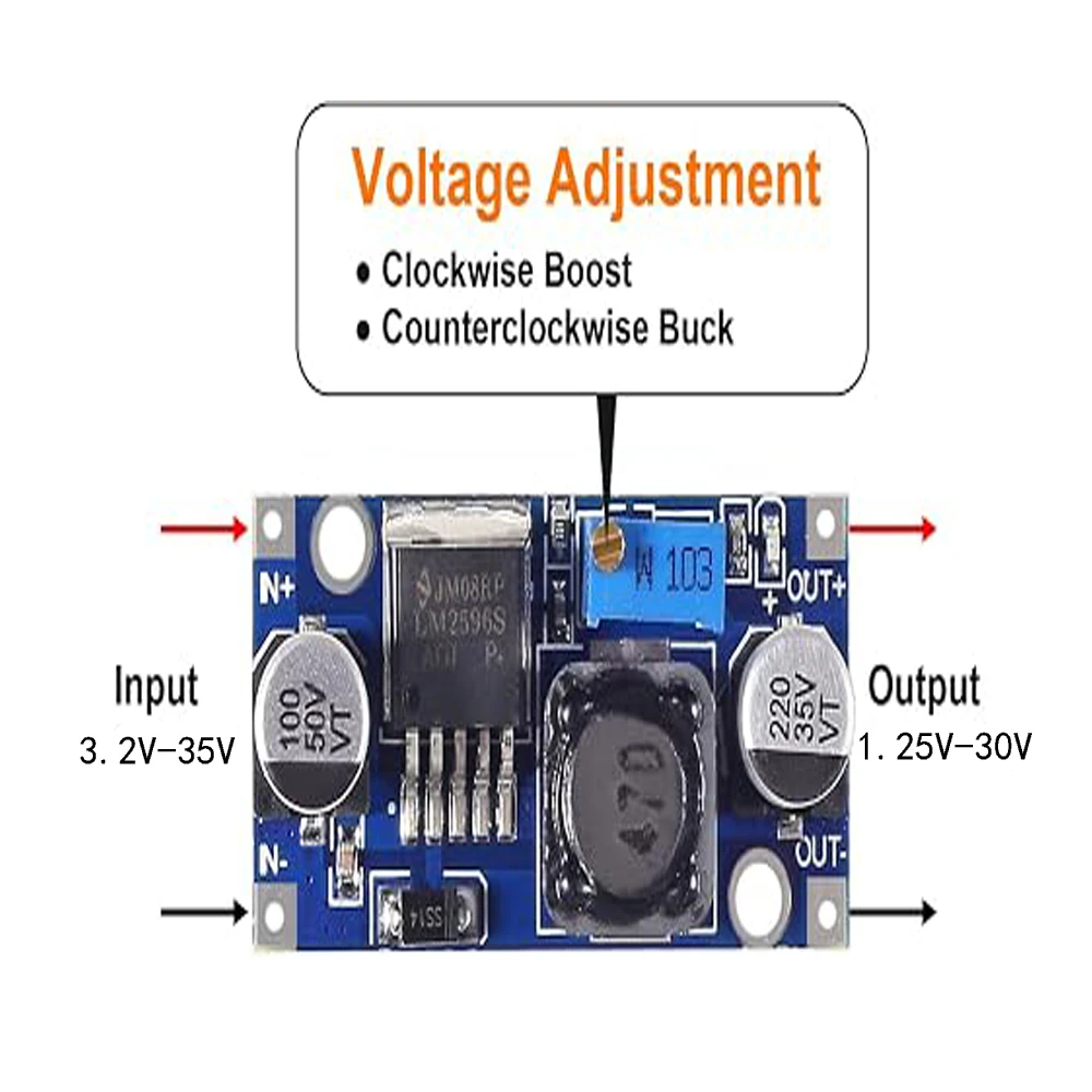 5Pcs 10Pcs LM2596S DC-DC Buck Converter Adjustable Step Down Module SMD Reduced Voltage Stabilizer Input 3.2-35V Output 1.25-30V