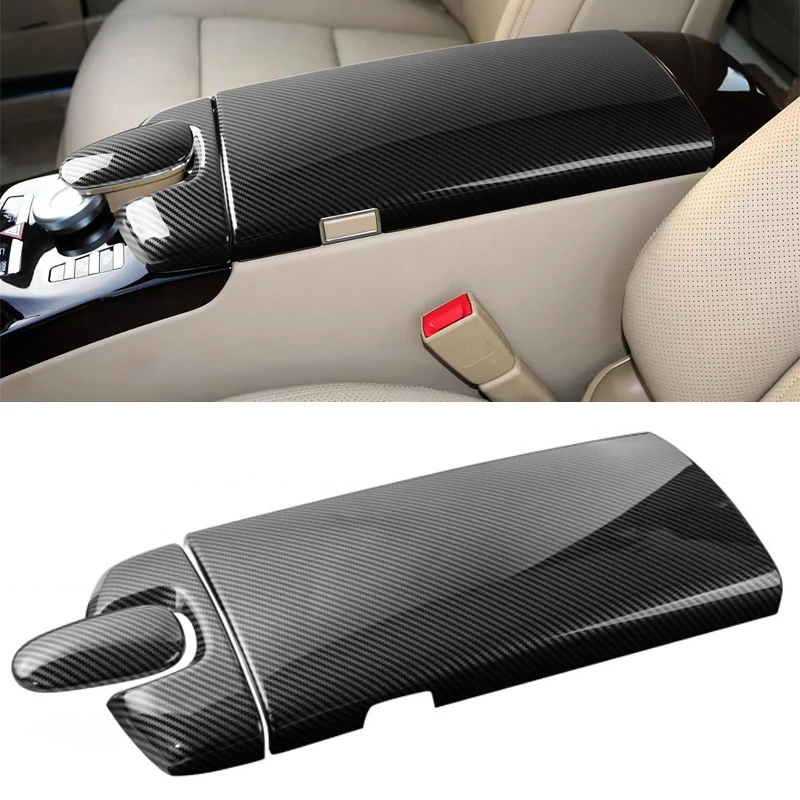 

Gloss Black LHD Car Central Control Armrest Storage Box Panel Trim Cover For Mercedes Benz S Class W221 S350L S600L S500L 07-13