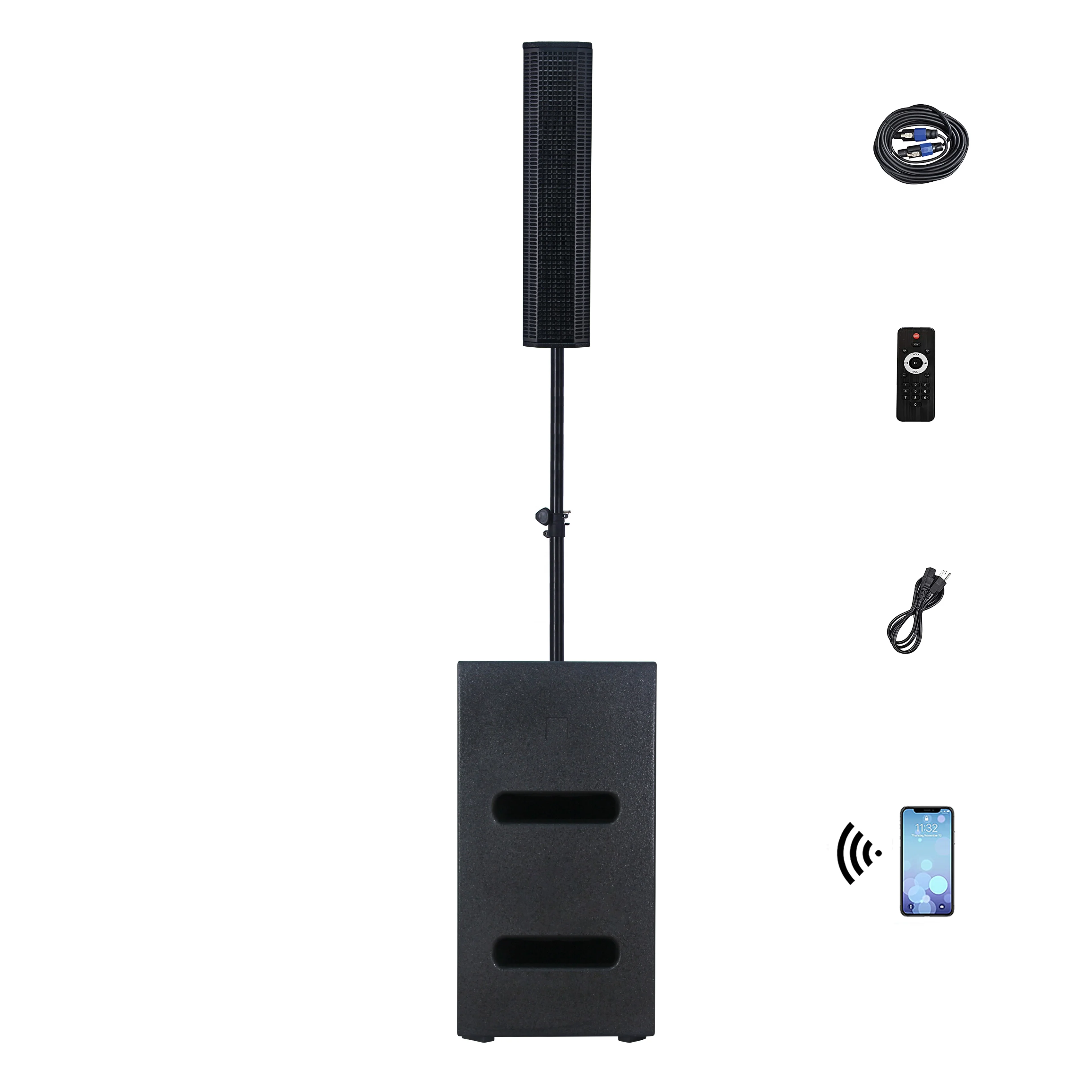 Altavoz Profesional de Columna Activa de 600W, Altavoz PA de 15 Pulgadas, 1.1 Canales, con DSP, Sistema de Karaoke para Fiestas, Bocina Parlante