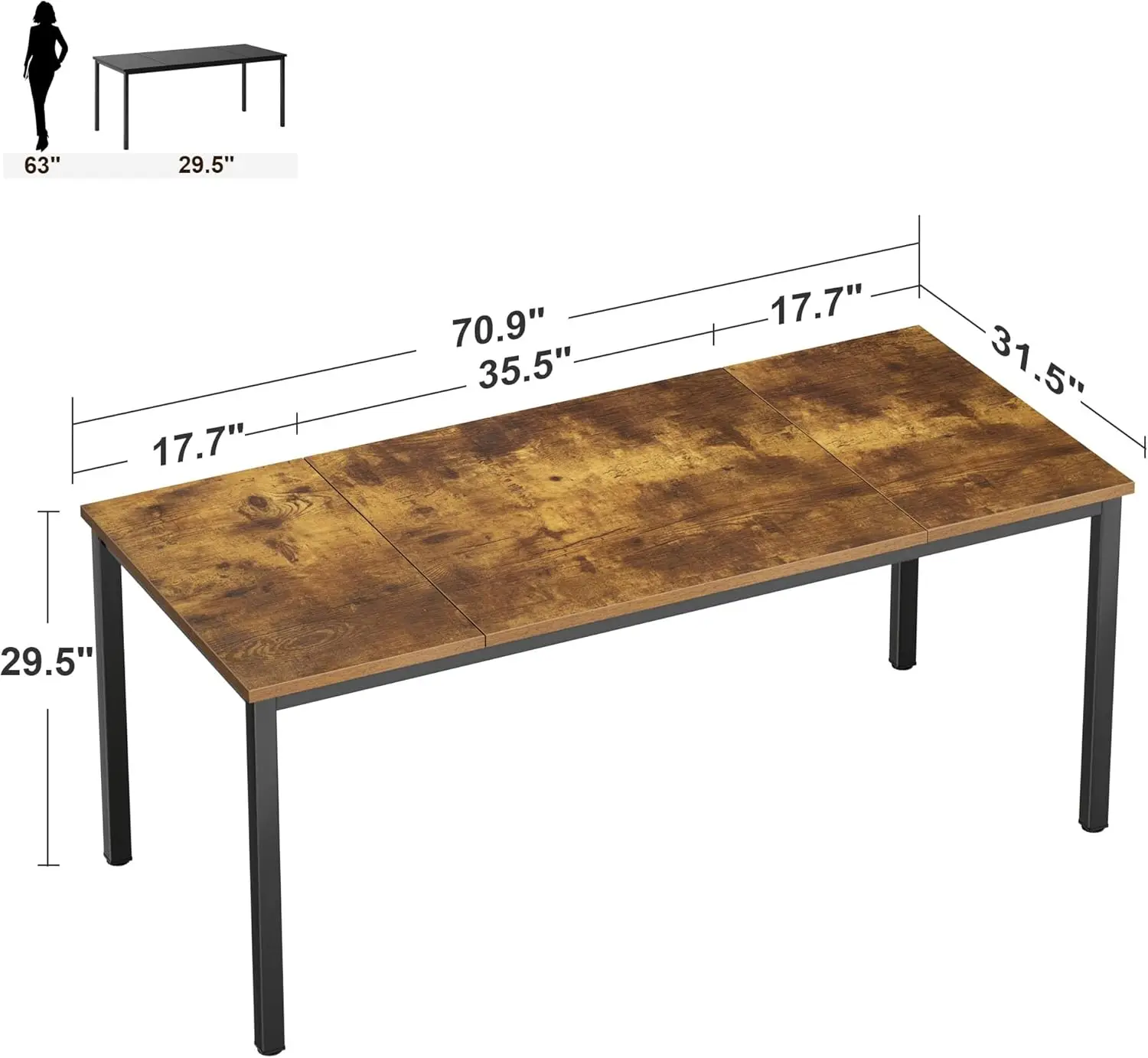 Benötigen großen Computer tisch 70,8x31,5 Zoll Konferenz tisch großen Schreibtisch Schreibtisch Schreibtisch Workstation für Home Office, rustikal