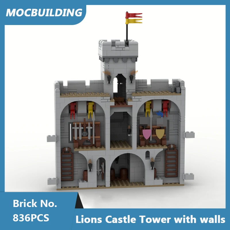 MOC Building Blocks Lions Castle Tower with Walls Model DIY Assembled Bricks Architecture Display Collect Kids Toys Gifts 836PCS