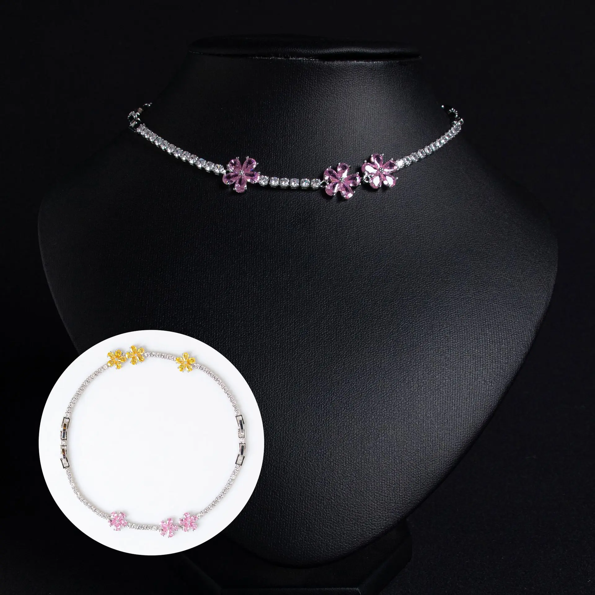 

HIBRIDE Gentle Flower Jewelry Combination Bracelet One Decoration Two Wear Necklace Suitable for Everyday Holiday Gifts S-917