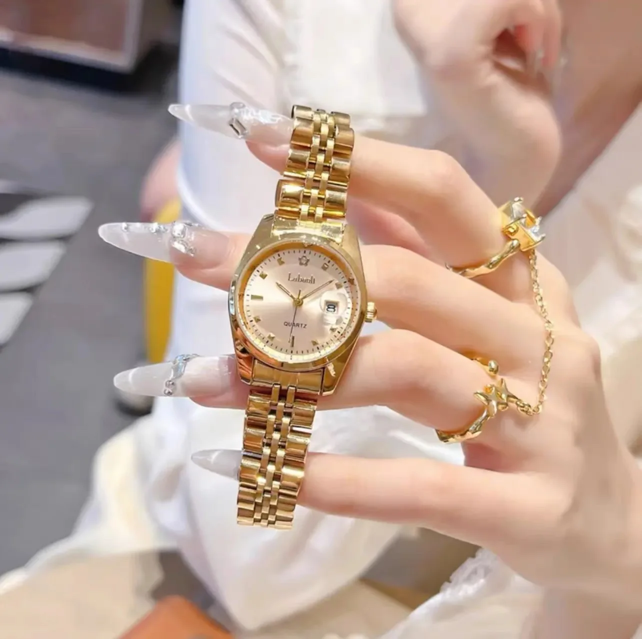 New Stylish Steel Strap Calendar Watch Classic Luxury Women'S Watch, A High-End Selection Of Watches, A Perfect Gift For Ladies.