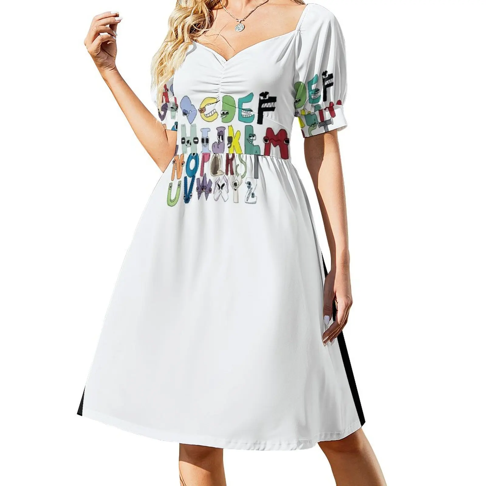 

Alphabet Lore Short Sleeved Dress Women long dress Women's dresses party dress women elegant luxury