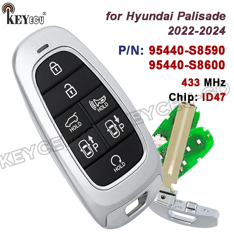 

KEYECU 433MHz ID47 Chip 95440-S8590/ 95440-S8600 TQ8-FOB-4F28 Keyless-Go Smart Remote Key Fob for Hyundai Palisade 2022-2024