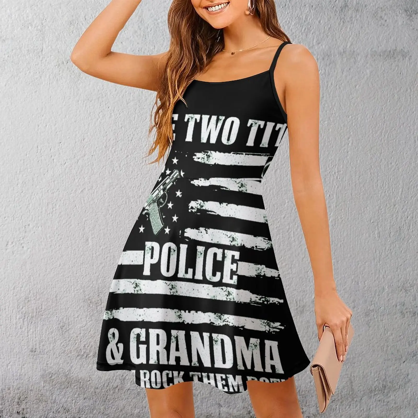 مثير I-Have-Two-Title-الشرطة-الجدة-فخور-Po مضحك الرسم المرأة فستان بكتافة المرأة مضحك الجدة نوادي فستان #1