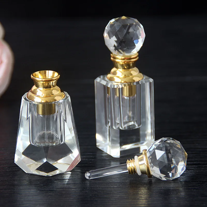 Vintage Crystal Essential Oil Bottle 1-3ml Empty Refillable Perfume Dropper Bottle Car Perfume Bottle Gift Crystal Decoration